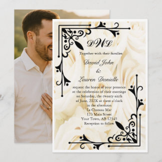 Convite de casamento para fotos Rosa do Elegante