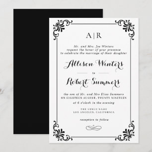 convite de casamento para guião elegante