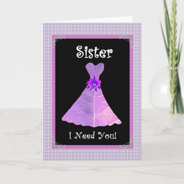 Convite de Casamento para Irmã - Vestido Roxo (Frente)
