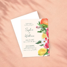 Convite de Casamento para Jardim de Citrinos Rosa 