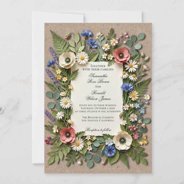 Convite de Casamento para Jardim de Flores Silvest (Frente)