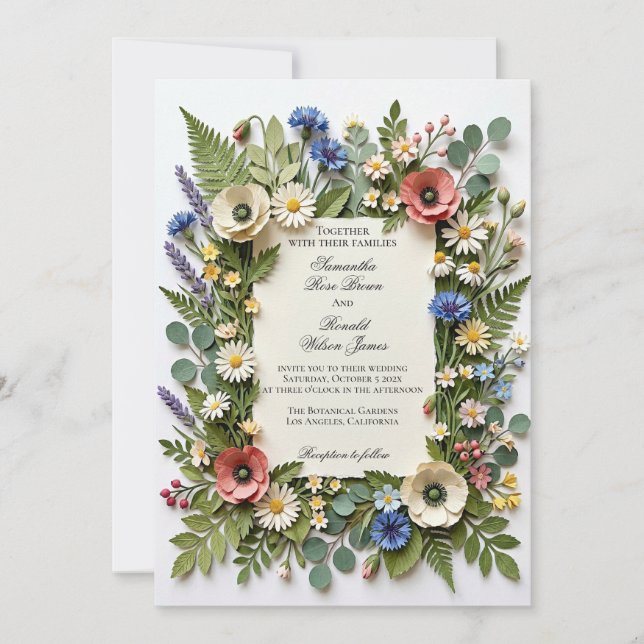Convite de Casamento para Jardim de Flores Silvest (Frente)