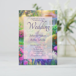 Convite de casamento para jardim floral ao pôr do 