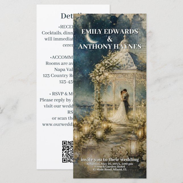 Convite de Casamento para Jardim Romântico (Frente/Verso)