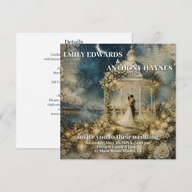 Convite de Casamento para Jardim Romântico (Frente/Verso)