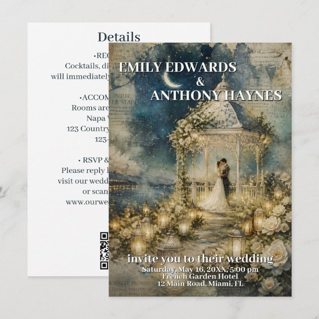 Convite de Casamento para Jardim Romântico (Frente/Verso)