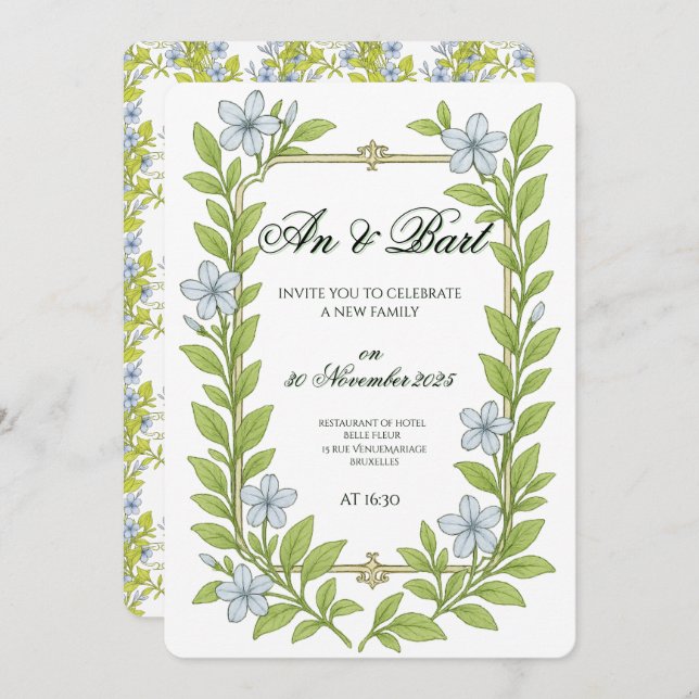 Convite de casamento para mais velho estilo floral (Frente/Verso)