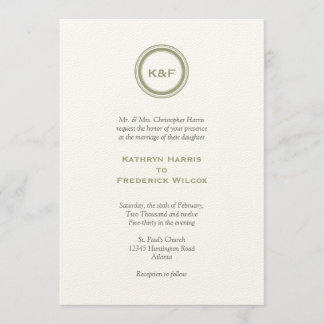 Convite de casamento para medalhão verde Herb