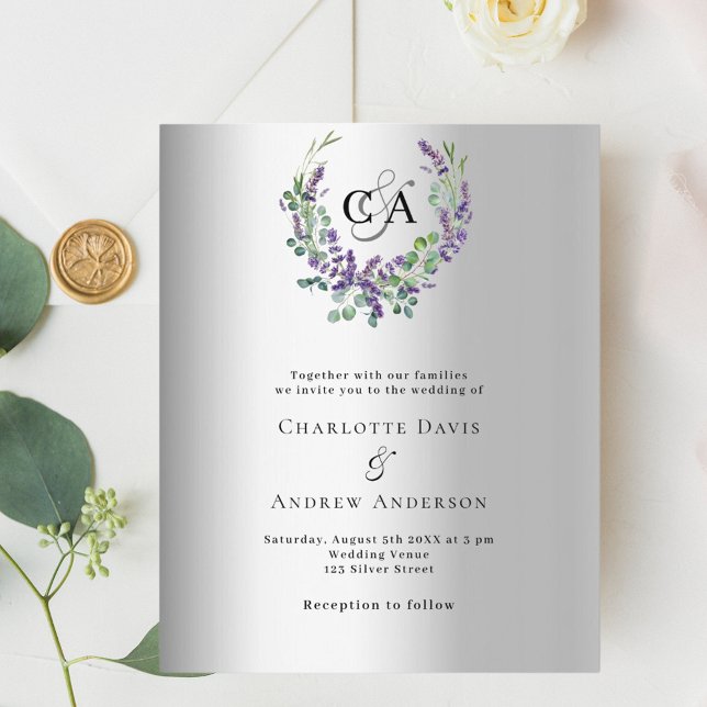 Convite de casamento para monograma floral de lava (Criador carregado)