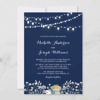 Convite de Casamento para Noite de Jardim Azul Mar