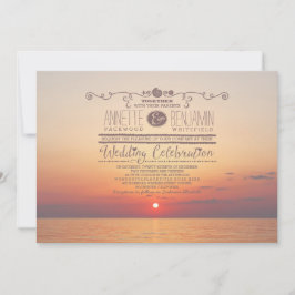 convite de casamento para o pôr do sol da praia ro