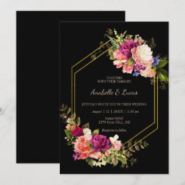 Convite de casamento para o quadro de ouros florai