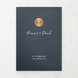 Convite de casamento para ouro de marinho de cobre