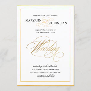 convite de casamento para ouro elegante por caligr