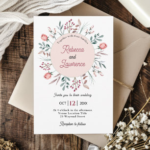 convite de casamento para prados florais modernos