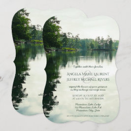 Convite de casamento para reflexão do lago montanh