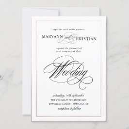 convite de casamento para rosa de caligrafia elega