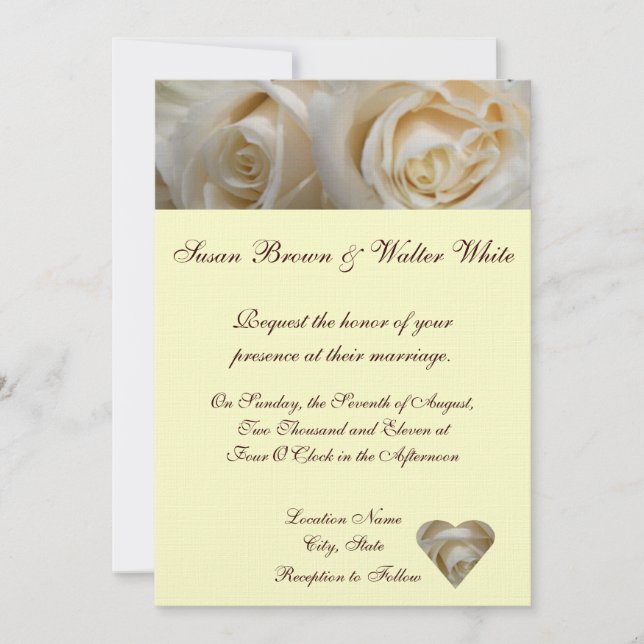 Convite de casamento para Rosa de marfim (Frente)