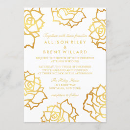 Convite de casamento para Rosas ouros - Branco