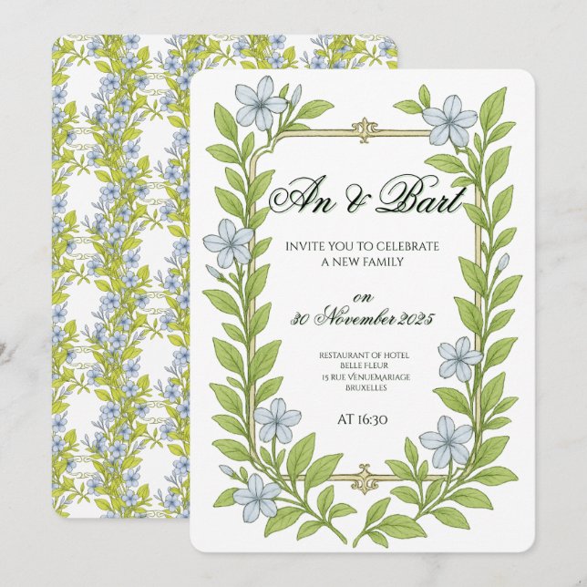 Convite de casamento para seniores estilo floral (Frente/Verso)