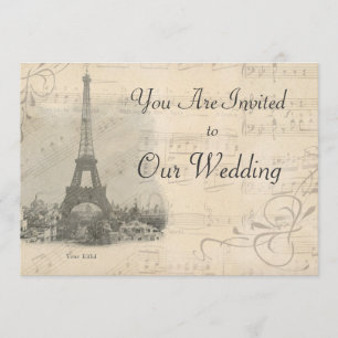Convite de Casamento Paris Vintage Music