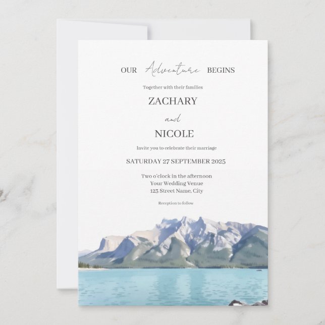 Convite de Casamento - Parque Nacional Banff (Frente)