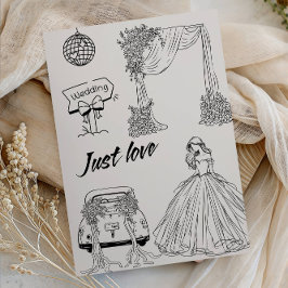 Convite de Casamento Partido Just Love Moderno Art