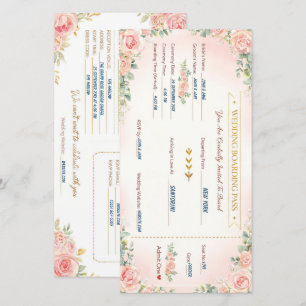 Convite de Casamento Passagem de Embarque Romântic