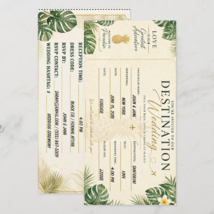 Convite de Casamento Passagem de Embarque Tropical