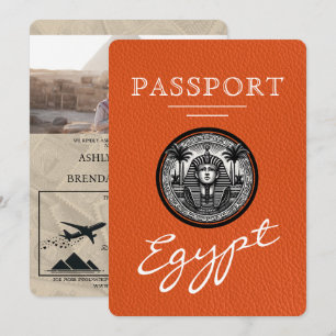 Convite de Casamento Passaporte do Egito Laranja