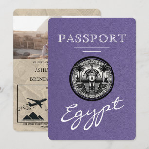 Convite de Casamento Passaporte Roxo Lilás Egito