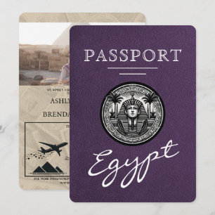 Convite de Casamento Passaporte Violeta Roxo Egito