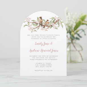 Convite de Casamento Pássaro do Amor Rosa Corado V