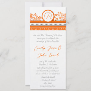 Convite de Casamento Pássaros do Amor Laranja