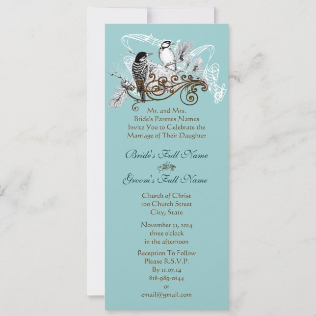 Convite de Casamento Pássaros do Amor Vintage (Frente)