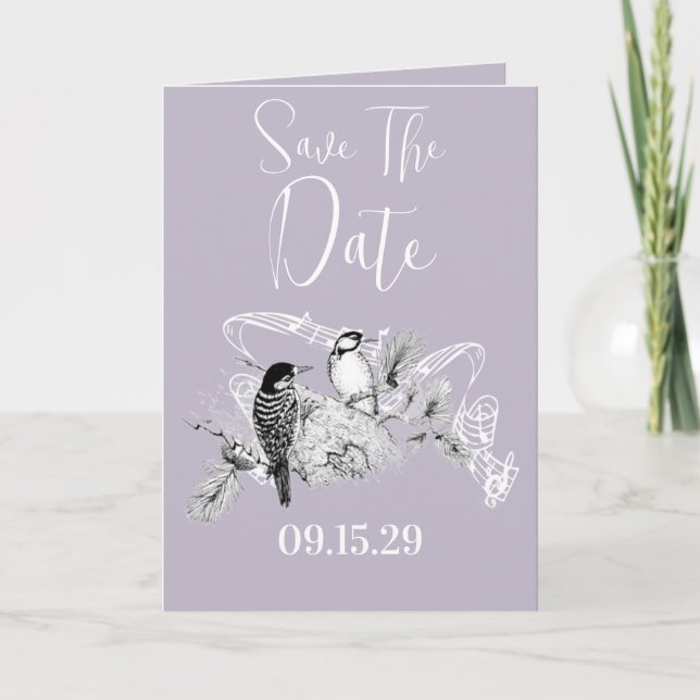 Convite de Casamento Pássaros do Amor Vintage (Frente)