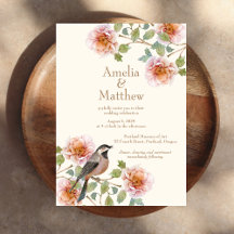 Convite de Casamento Pássaros em Flores