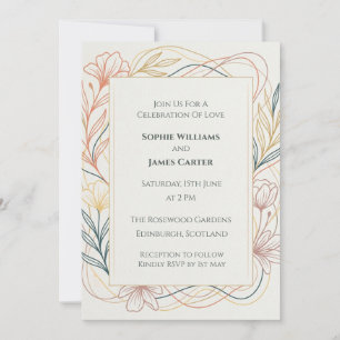 Convite de Casamento Pastel Art Nouveau