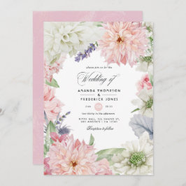 Convite De Casamento Pastel Blush Pink Dahlia