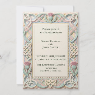 Convite de Casamento Pastel Celtic Thistle