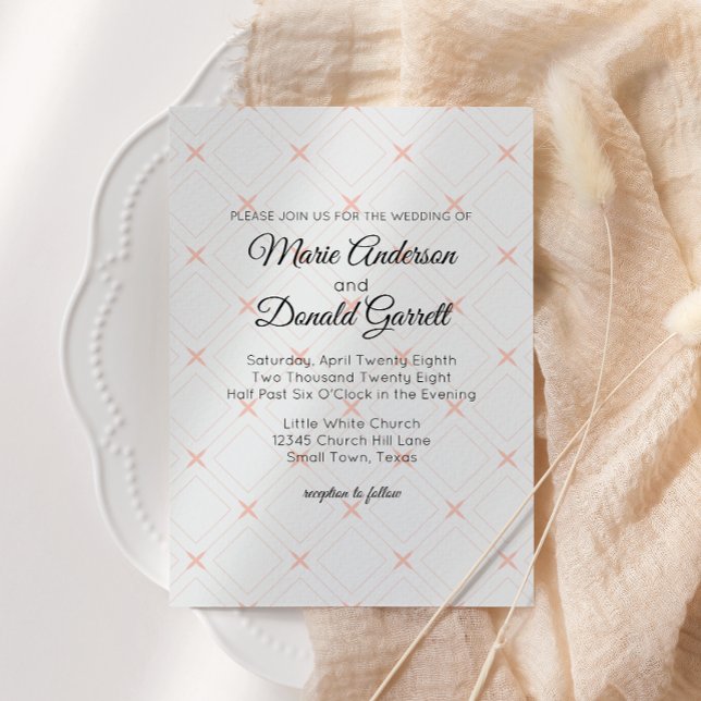 Convite de Casamento Pastel Peach Geometric Cream (Criador carregado)
