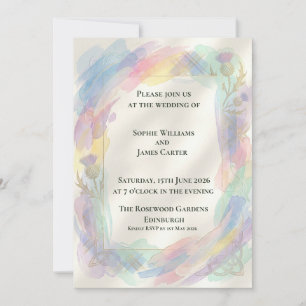 Convite de Casamento Pastel Rainbow Thistle