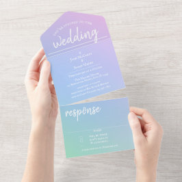 Convite de Casamento Pastel Rainbow Tudo em Um