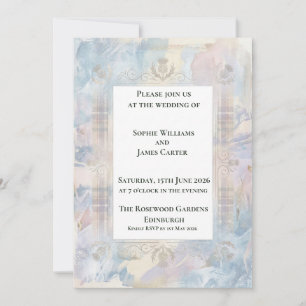 Convite de Casamento Pastel Tartan Thistle