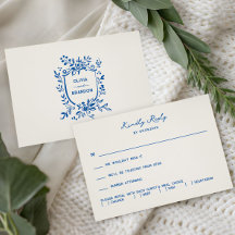 Convite de Casamento Pastoral Caprichoso Azul Fran