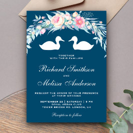 Convite de Casamento Patos Floral Romântico Elegan