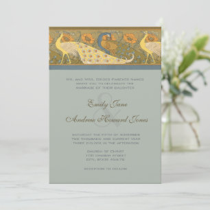 Convite de Casamento Pavão Arte Nova