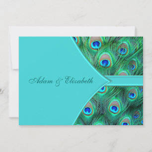 Convite de Casamento Pavão Azul Turquesa
