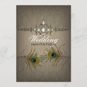 Convite de casamento pavão chic vintage