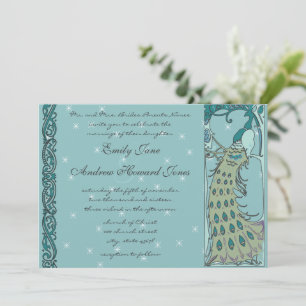 Convite de Casamento Pavão Vintage